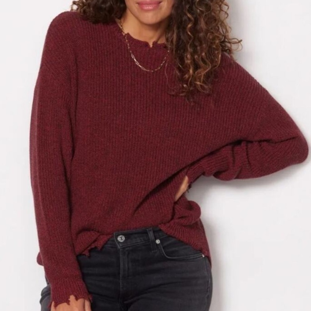 EUC PISTOLA Distressed Edge Sweater Size Small